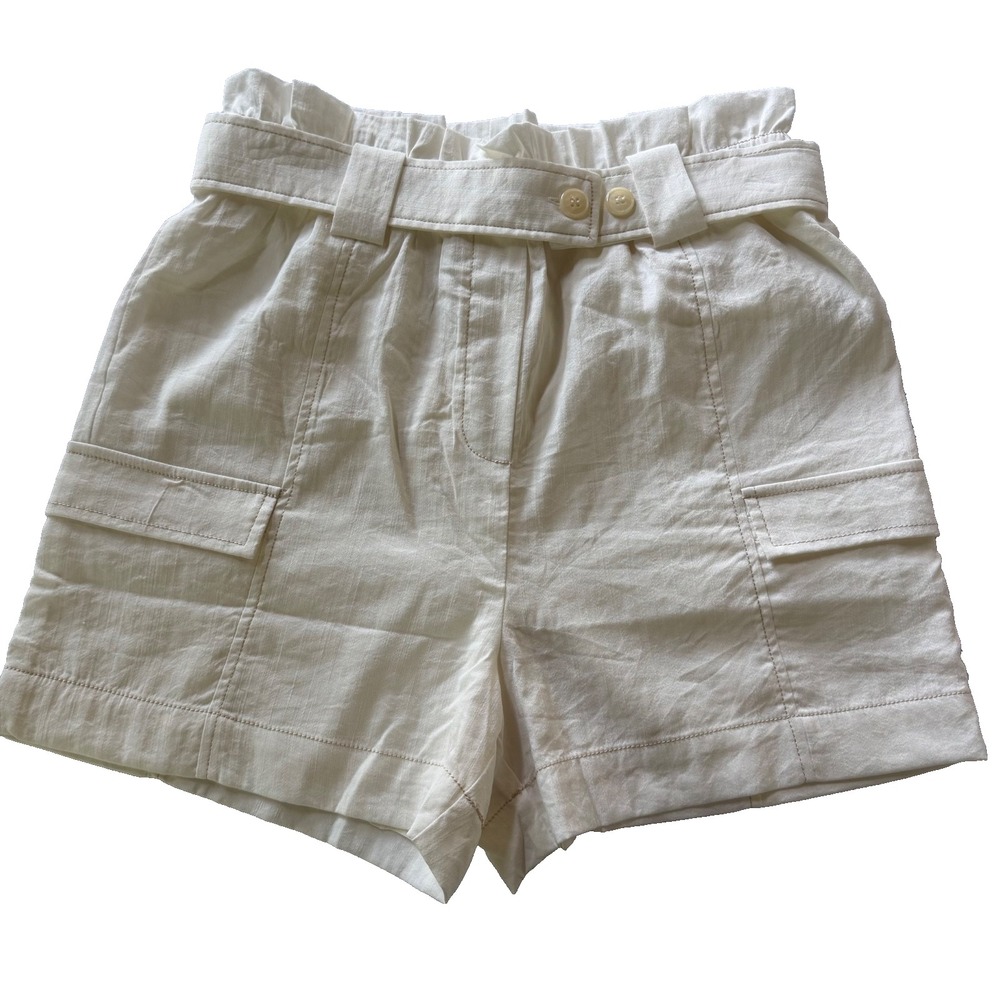 Moon River Womens Ivory Paperbag Cargo Shorts Belted Anthropologie Small NWT